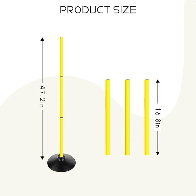 TNZMART 3.9FT Detachable Speed Agility Poles Agility Training Poles Set Adjustiable Height Soccer Poles with Rubber Base