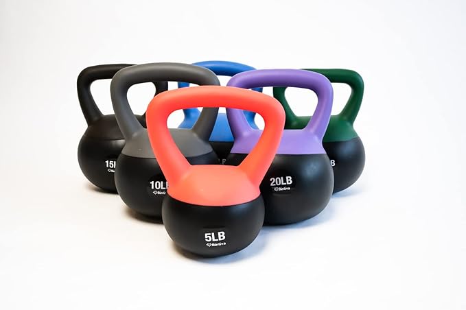 bintiva Soft Kettlebells - Sea and Iron Sand Filled Weights for Women and Men - Color Coded Kettle Bell Sets
