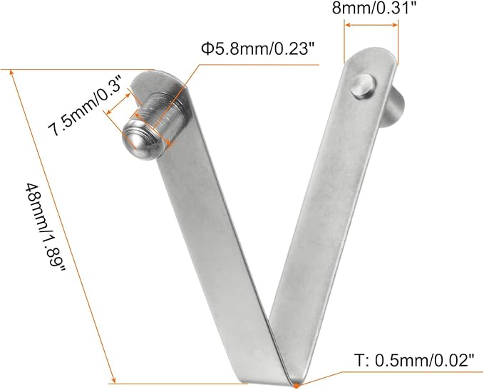 HARFINGTON 16pcs Double Button Kayak Paddle Snap Spring Clip 5.8x7.5x48mm 65Mn Spring Steel V-Shaped Solid Lift Telescopic Locking Tube Pole Clips for Tent Umbrella Camping