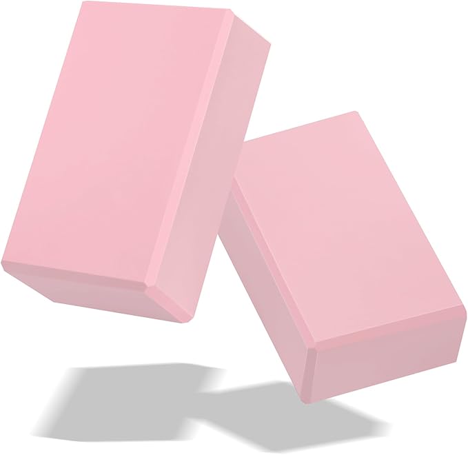Biguphate Yoga Blocks 2 Pack, EVA Foam Yoga Block Supportive Latex-Free, Non-Slip Exercise Blocks, Yoga Accessories for Pilates, Meditation, Balance, Stretching and Deep Poses