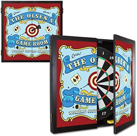 THOUSAND OAKS BARREL CO. | Personalized Dartboard & Cabinet Set with 6 Steel Tip Darts