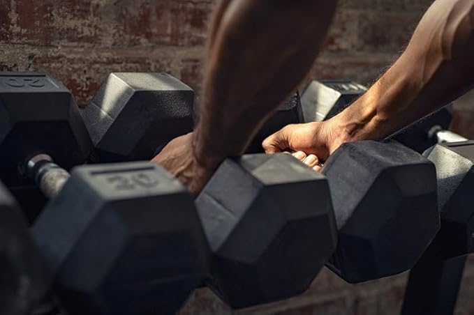 Rubber Coated Hex Dumbbell Weight Sets and Storage Rack, 100LBS Set or 150LBS Set, 5-20 lbs Pairs or 5-25 lbs Pairs