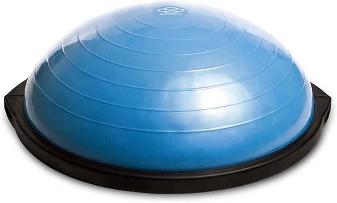 Bosu Balance Ball Exercise Trainer, Home Gym Equipment w/ Guided Workouts & Pump, 26", Blue - Inflatable Fitness Platform for Strength Training, Standing, Balancing, and Core Workout