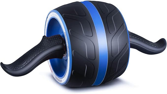 Abdominal Wheel Roller with Resistance Spring, 14.6"W Automatic Rebound Exercise Strength-Training Roller, Core Work-out Fitness Wheels with Knee Pad