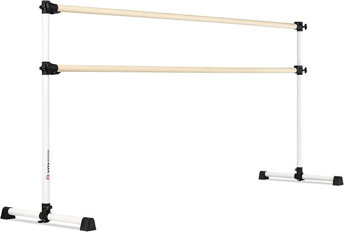 VITA Barre Portable Freestanding Double Ballet Barre, Prodigy, Wood | Adjustable Height, USA Made, Home or Gym Exercise Equipment for Kids & Adults | Dance, Fitness, Pilates