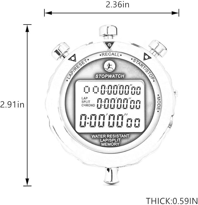 Stopwatch, Metal Stop Watch for Sports 10/100/400 Laps, Stopwatches Timer for Coach Sports Running with 0.01second & 0.001second Timing, Conutdown, Alarm