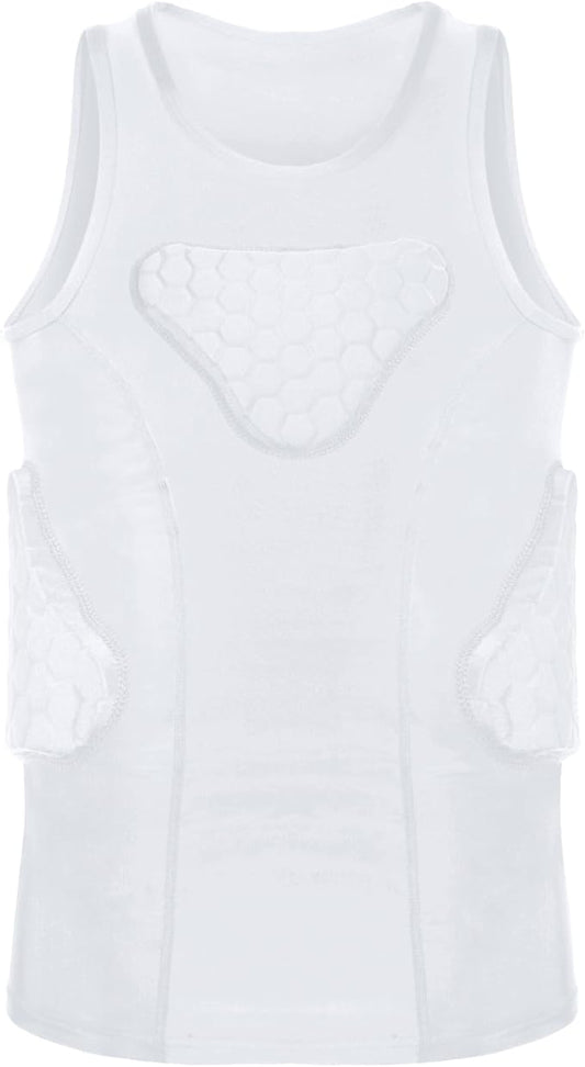 Youth Padded Compression Shirt Rib Protector for Football Protective Gear Baseball Padded Shirt Kid Child Boys