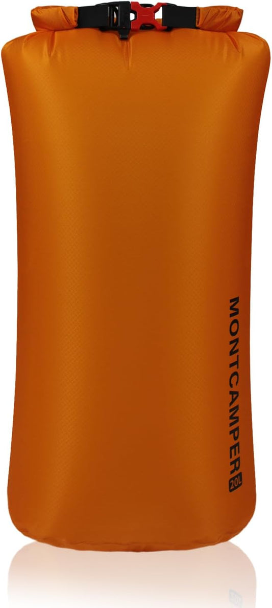 Upgraded CORDURA Waterproof Dry Bag-Durable&Lightweight Storage Sack for Hiking, Kayaking&Rafting-Roll Top with Survival Whistle-Ideal for high-intensity Use-Float on Water(20L/Orange)