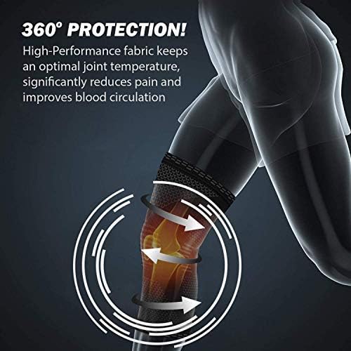 POWERLIX Knee Compression Sleeve (Pair) - Best Knee Brace for Knee Pain for Men & Women – Knee Support for Running, Basketball, Volleyball, Weightlifting, Gym, Workout, Sports L (BLCK) (2P)