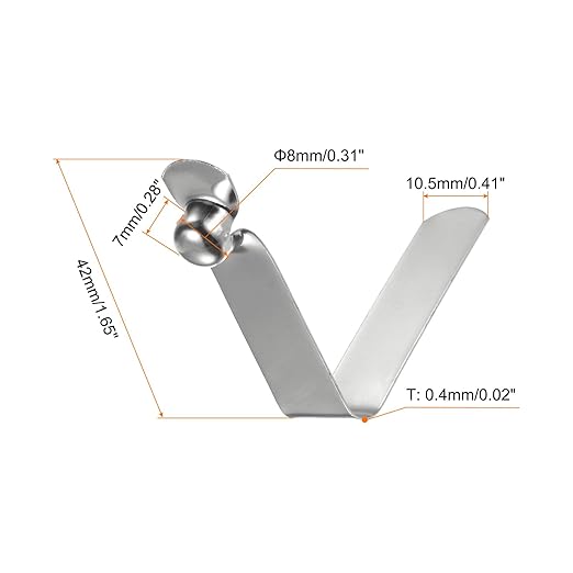 HARFINGTON 30pcs Single Button Kayak Paddle Snap Spring Clip 8x7x42mm 65Mn Spring Steel V-Shaped Hollow Lift Telescopic Locking Tube Pole Clips for Tent Umbrella Camping