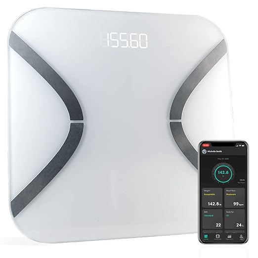 Korescale Gen2 Digital Smart Scale with BMI, Body Fat, Muscle Mass, Weight | Highly Accurate Bathroom Scales, Bluetooth Composition Analyzer | Compatible with KoreHealth, Apple Health App (White)