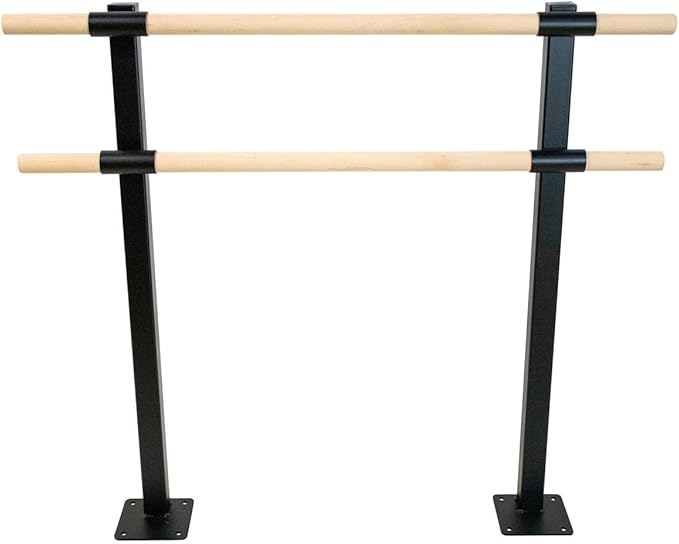 Vita Vibe - USA Made - Traditional Wood Double Barre Fixed Height Floor Mount Ballet Barre - Stretch/Dance Bar - 4 FT- 40 FT