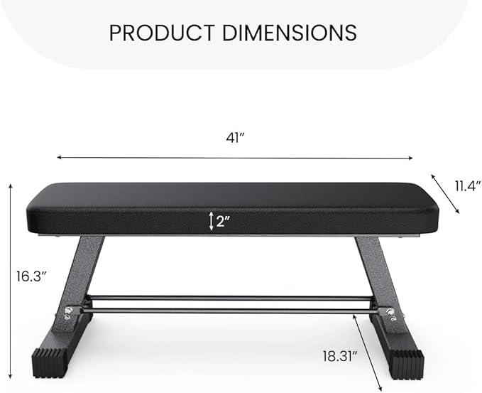 FF Finer Form Essential Flat Weight Bench for Your Home Gym – Heavy Duty Workout Bench for Bench Press, Hip Thrusts & Strength Training Exercise – Compact, Fitness Equipment for Home Use