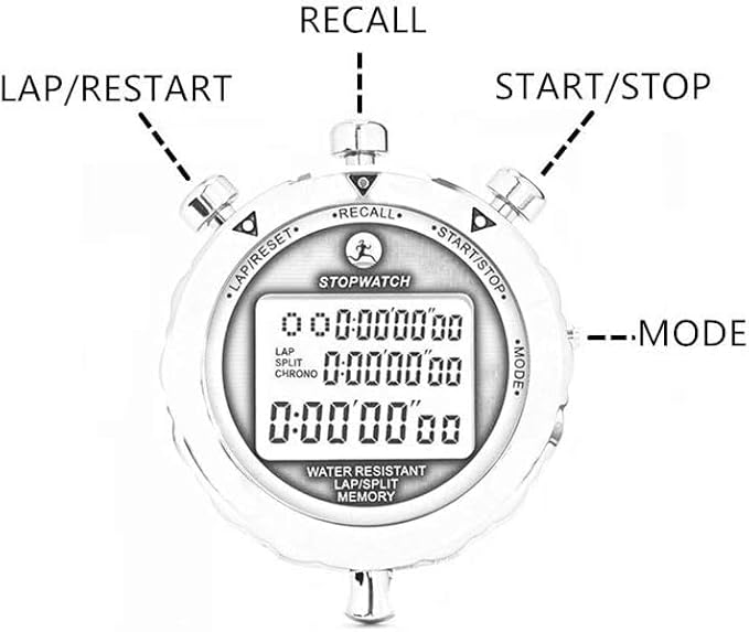 Stopwatch, Metal Stop Watch for Sports 10/100/400 Laps, Stopwatches Timer for Coach Sports Running with 0.01second & 0.001second Timing, Conutdown, Alarm