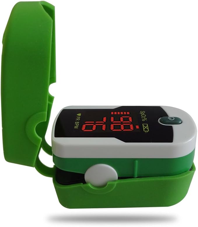 Concord Fingertip Pulse Oximeter with Reversible Display - Blood Oxygen Saturation Monitor with Carrying Case, Batteries and Lanyard - Easy to Use, Accurate SpO2 & Pulse Measurement (Emerald)