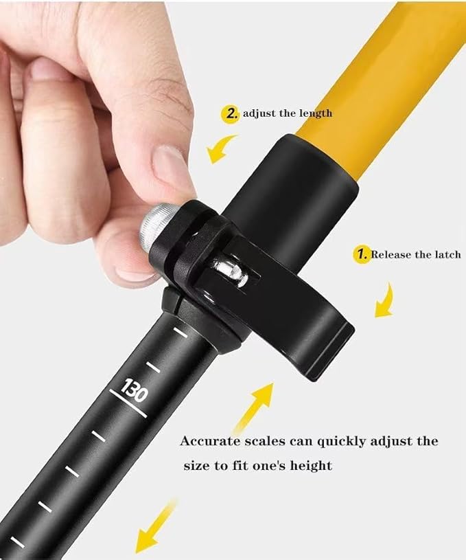 Lightweight Aluminum Collapsible Trekking Pole, Adjustable 7075 Walking Stick for Hiking, Travel & Outdoor Adventures, Quick-Lock Foldable Design for Men and Women