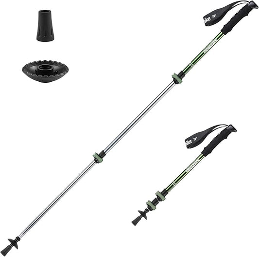 Naturehike Collapsible Trekking Poles, Adjustable Lightweight Aluminum Hiking Poles, Shock Absorption with Wrist Straps for Hiking and Daily Use, Yelllow/Green (Set of 2)