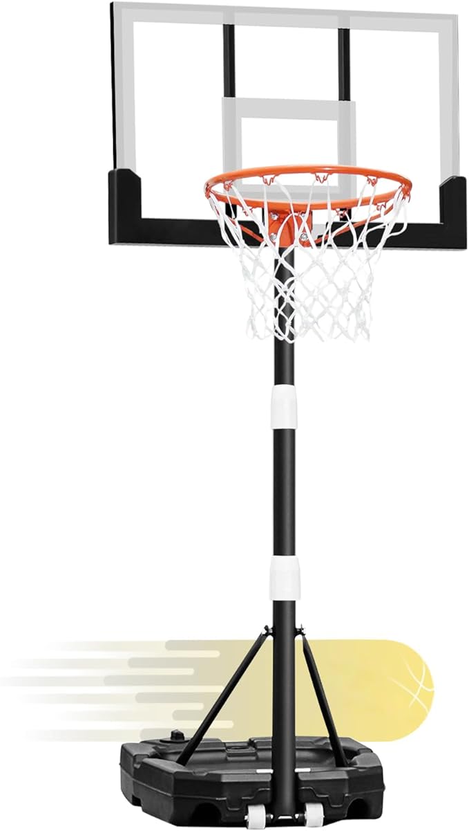 WIN.MAX Basketball Hoop Outdoor with Shatterproof Backboard and Larger Base, Portable Basketball Hoop Goal System Youth/Adults in Backyard/Driveway/Poolside