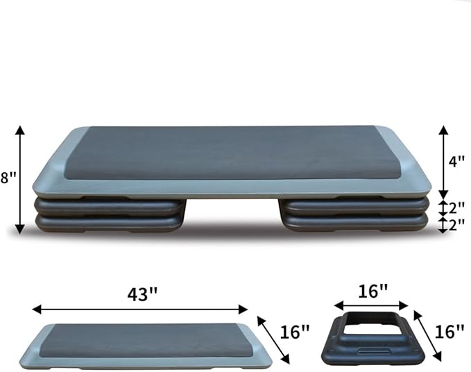 Modern Design Adjustable Aerobic Step Workout Step with 4 Risers Fitness & Exercise Platform Trainer for Home Gym