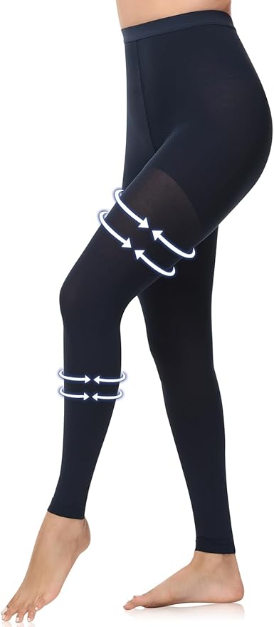 beister Medical Compression Pantyhose for Women & Men, 20-30mmHg Graduated Support Tights, Opaque Footless Waist High Compression Stockings & Leggings for Varicose Veins, Edema, Flight, DVT