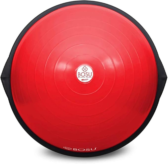 Bosu Balance Ball Exercise Trainer, Home Gym Equipment w/ Guided Workouts & Pump, 26", Blue - Inflatable Fitness Platform for Strength Training, Standing, Balancing, and Core Workout