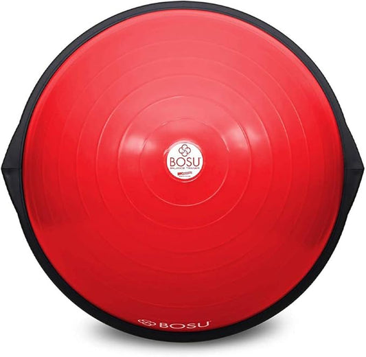 Bosu Balance Ball Exercise Trainer, Home Gym Equipment w/ Guided Workouts & Pump, 26", Blue - Inflatable Fitness Platform for Strength Training, Standing, Balancing, and Core Workout