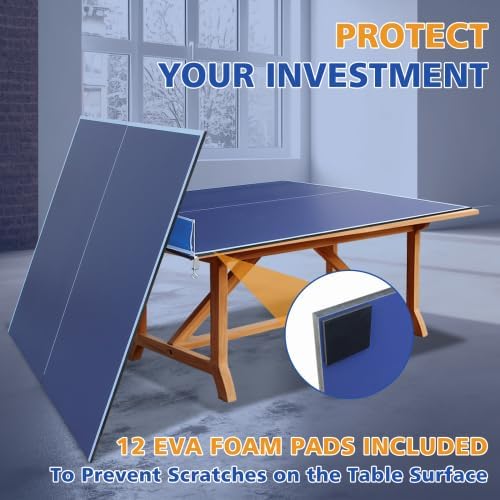 7/8/9ft Mid-Size Ping Pong Conversion Top with Net Set for Billiard and Pool Tables - Regulation Top Converts Billiards into Ping Pong Table Blue/Green/Black