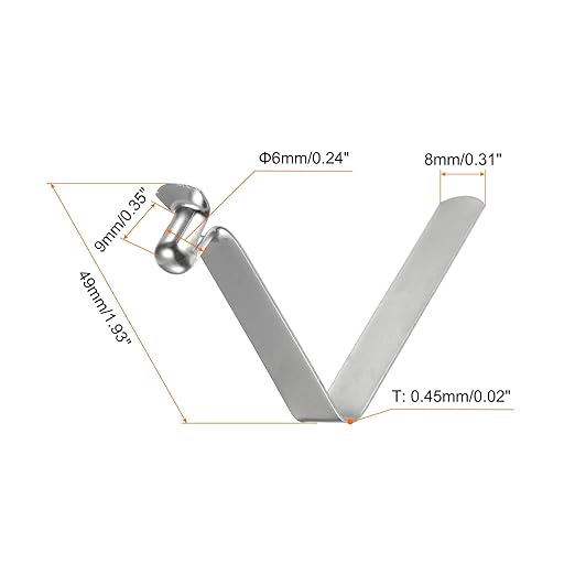HARFINGTON 30pcs Single Button Kayak Paddle Snap Spring Clip 6x9x49mm 65Mn Spring Steel V-Shaped Hollow Lift Telescopic Locking Tube Pole Clips for Tent Umbrella Camping