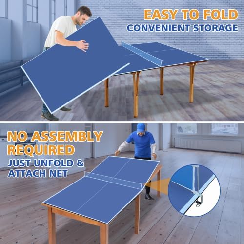 7/8/9ft Mid-Size Ping Pong Conversion Top with Net Set for Billiard and Pool Tables - Regulation Top Converts Billiards into Ping Pong Table Blue/Green/Black