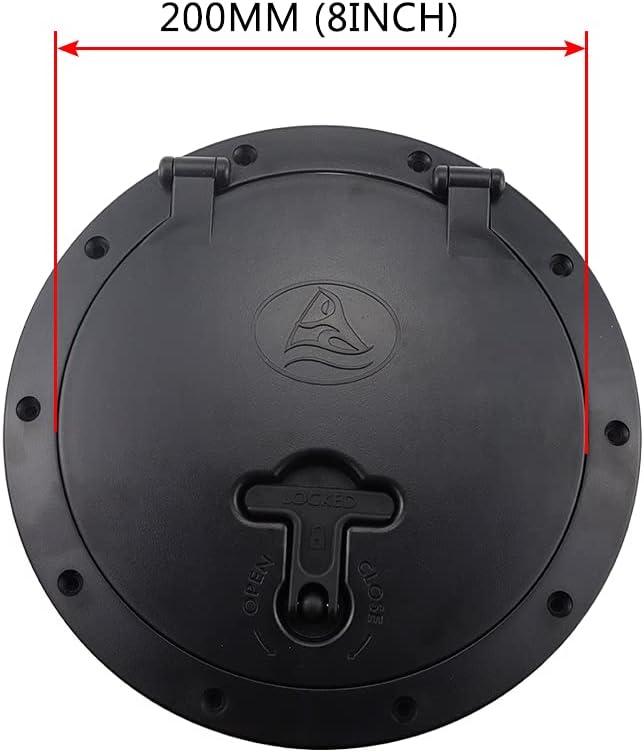 8Inch Hatch Kit, Deck Hatch with Waterproof Bag and Fasteners for Kayak Boat Fishing Rigging（Black）