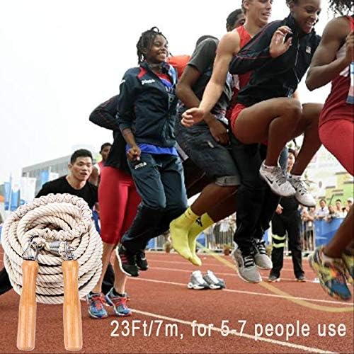 ACEONE Long Jump Rope, Multiplayer Skipping Rope with Wooden Handle for Kids and Adult, Team Group Jumping Rope for School Sport and Outdoor Activity