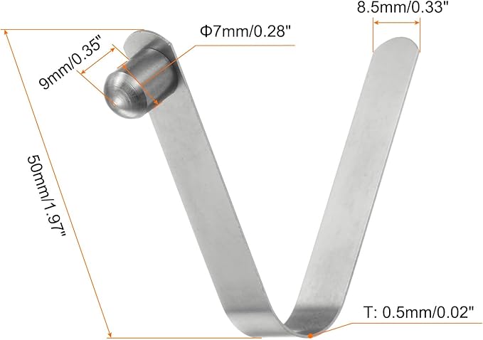 HARFINGTON 16pcs Single Button Kayak Paddle Snap Spring Clip 7x9x50mm 65Mn Spring Steel V-Shaped Solid Lift Telescopic Locking Tube Pole Clips for Tent Umbrella Camping