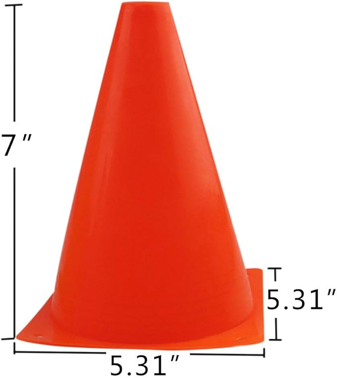 7 Inch Plastic Traffic Cones Sport Training Agility Marker Cone for Soccer, Skating, Football, Basketball, Indoor and Outdoor Games