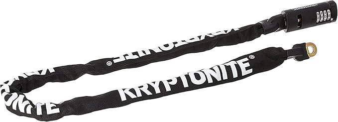 Kryptonite Keeper 712 Combo Bike Chain Lock, 4 Feet Long 7mm Steel Chain Heavy Duty Anti-Theft Bicycle Chain Lock, 4-Digit Resettable Combination Lock for E-Bike Scooter Road Mountain Bikes