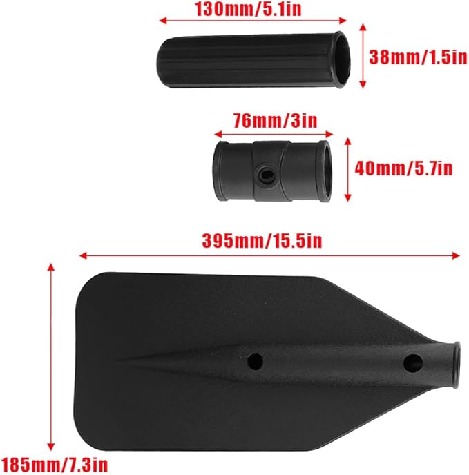 Kayak Paddle Blade, Kayaking Canoe Floating Paddles Oar Small Boat Leaf Replacement Part Kit Inflatable Kayaks Paddle Handle Adjustable Lightweight Accessories Portable Dinghy Fishing with Screw Black