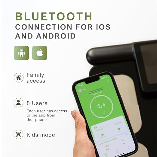 Fitness Body Fat Scales with Hand Sensors 8 Electrodes 29 Body Analysis 180kg Weight Scale, Professional Body Fat and Muscle Mass Analyzer with App/Large Display (White)