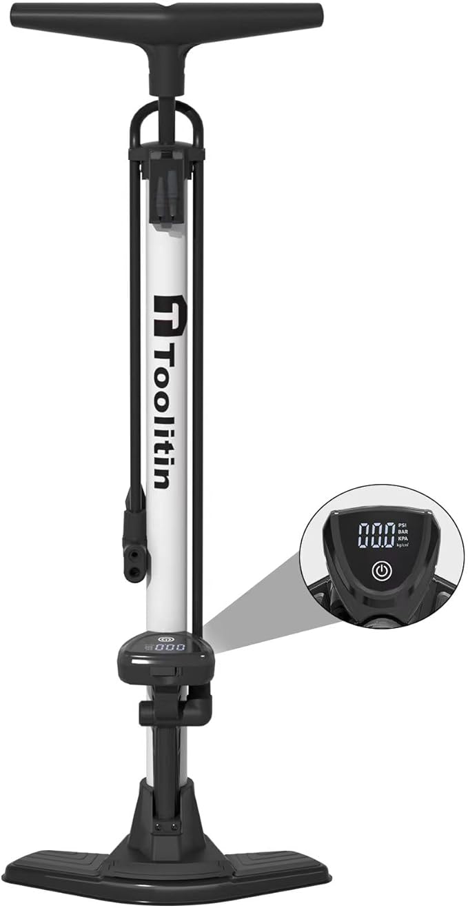 Bike Pump with Gauge,High Pressure,Floor Bicycle Pump Compatible with Presta and Schrader Valve,Bike Tire Pump for Road Bike,MTB,Hybrid,Balls…