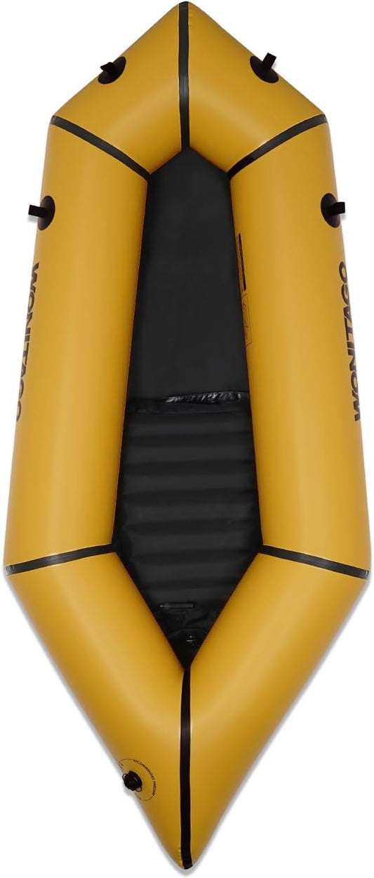 Packraft TPU Inflatable Travel Kayak with Soft Seat Lightweight Packrafts for Flat Water Rafting/Bicycle Drifting/Litewater Dinghy, 1 Person