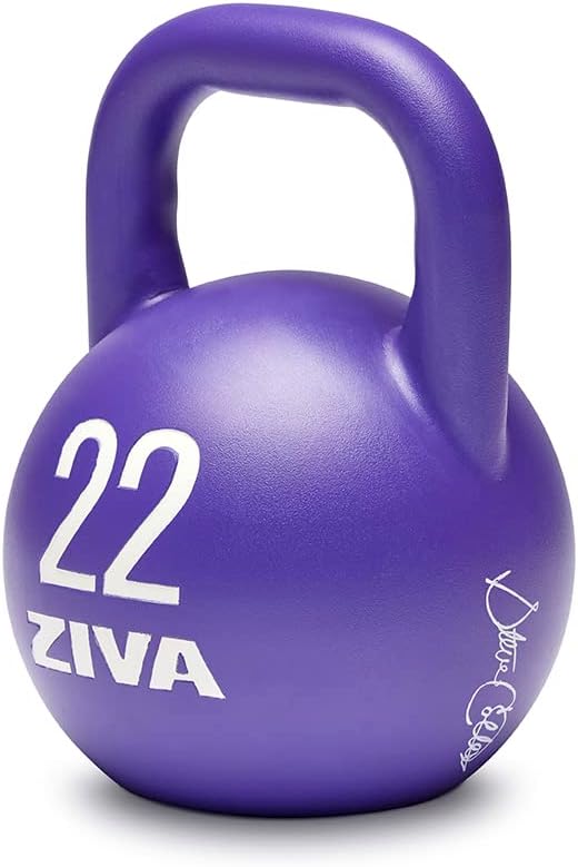 ZIVA Steve Cotter Signature Steel Competition Kettlebells - Hard-Wearing Crack-Resistant Powder Surface Coating, 34mm Steel Handle with Non-Slip Super Textured Powder Coating Grip - Avail 6kg - 32kg