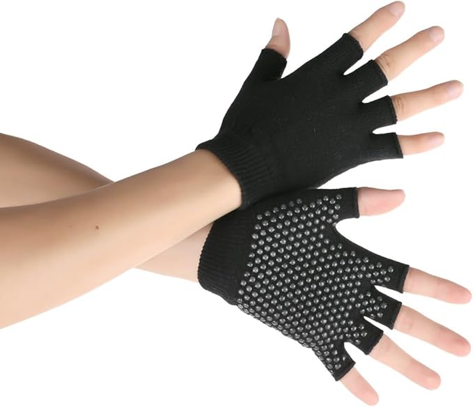 YL TRD V 2 Packs of Non Slip Fingerless Yoga Gloves Exercise Gloves Workout Gloves