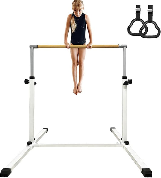 XDEMODA The Latest Model Gymnastics Bar for Kids Ages 3-15 for Home, Anti-Slip, Easy to Assemble, 35” to 55” Adjustable Height Gymnastic Horizontal Bars Equipment