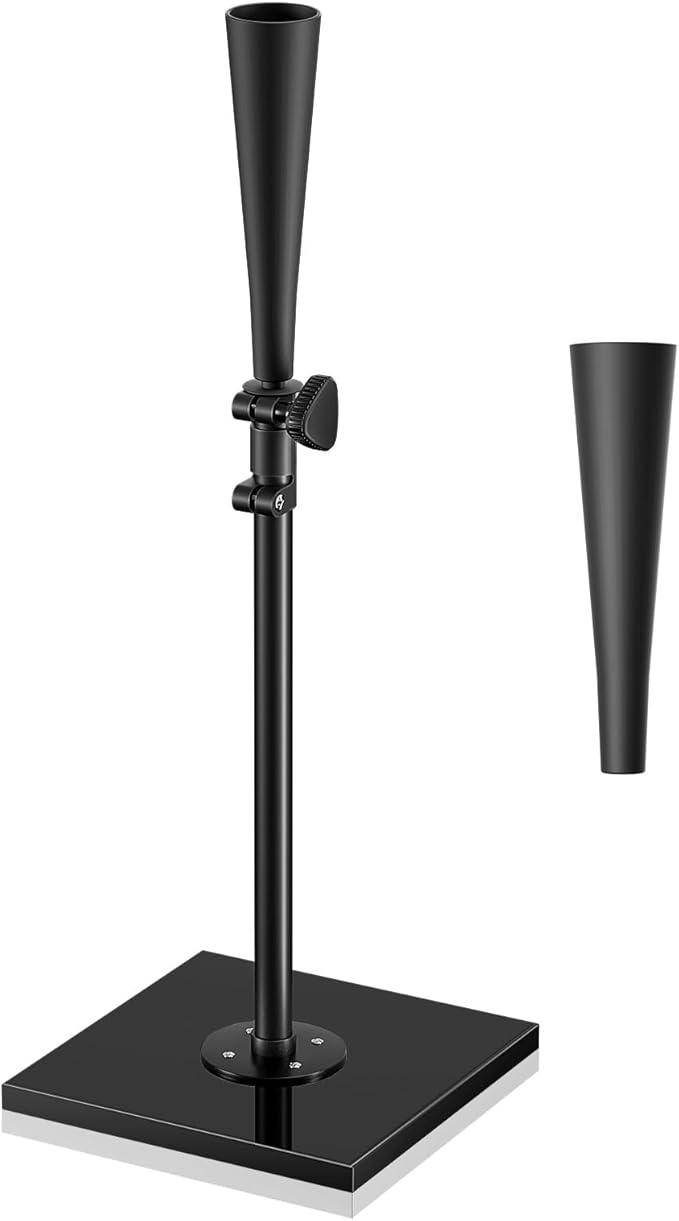 ctc connexions Batting Tees for Baseball/Softball, Portable Hitting Tee with 2 PCS Flexible Rubber Tops - Height Adjustment from 25-36 inches, Heave Duty Base Baseball Tee for Kids/Youths/Adults