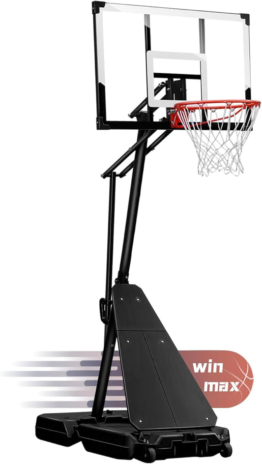 WIN.MAX Basketball Hoop Outdoor with Shatterproof Backboard and Larger Base, Portable Basketball Hoop Goal System Youth/Adults in Backyard/Driveway/Poolside