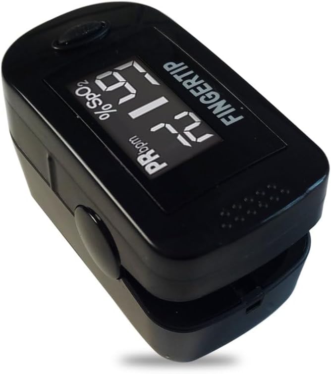 Concord Fingertip Pulse Oximeter with Reversible Display - Blood Oxygen Saturation Monitor with Carrying Case, Batteries and Lanyard - Easy to Use, Accurate SpO2 & Pulse Measurement (Black Ox)