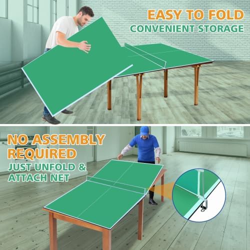 7/8/9ft Mid-Size Ping Pong Conversion Top with Net Set for Billiard and Pool Tables - Regulation Top Converts Billiards into Ping Pong Table Blue/Green/Black