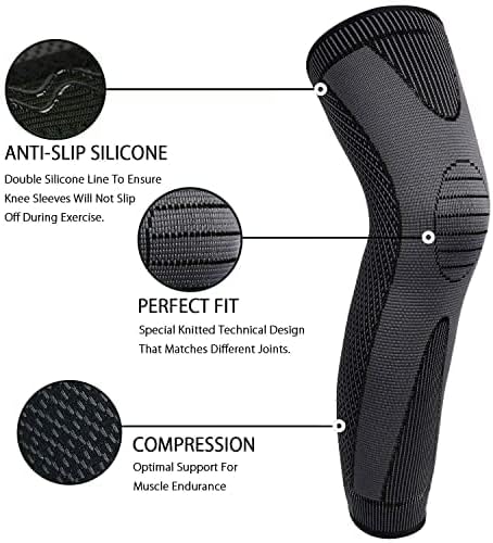 Full Leg Sleeves Long Compression Leg Sleeve Knee Sleeves Protect Leg, for Man Women Basketball, Arthritis Cycling Sport
