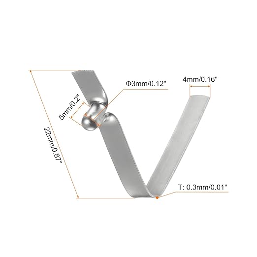 HARFINGTON 30pcs Single Button Kayak Paddle Snap Spring Clip 3x5x22mm 65Mn Spring Steel V-Shaped Hollow Lift Telescopic Locking Tube Pole Clips for Tent Umbrella Camping