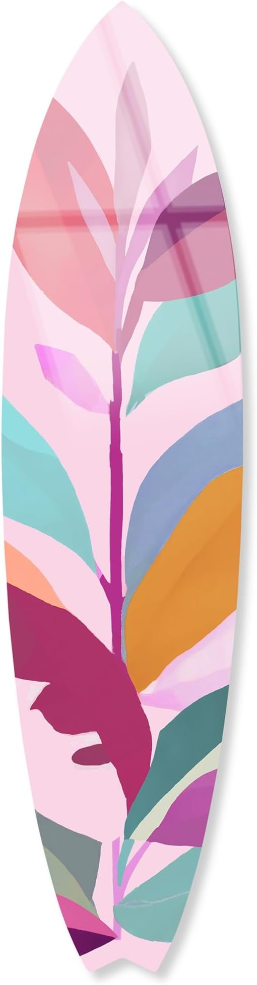Bold Modern Color Leaf II Surfboard Acrylic Wall Art Die-Cut Coastal Modern High-Gloss Home Decor, 15" x 60"