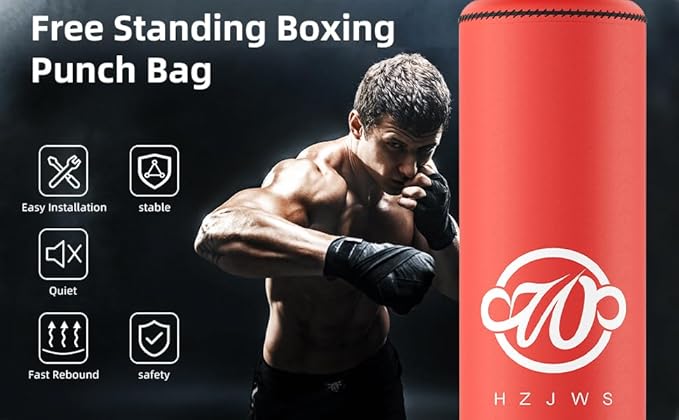 Punching Bag with Stand Heavy Boxing Bag with Suction Cup for Adult,Stand Kickboxing Bag for Home 70'' Freestanding Punching Bag