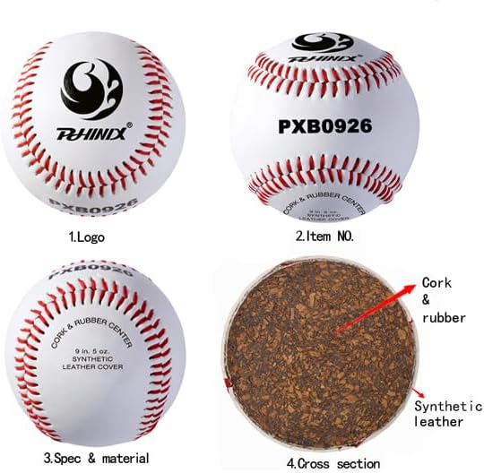 PHINIX Synthetic Leather Baseballs for Practice Recreation Use and Casual Games